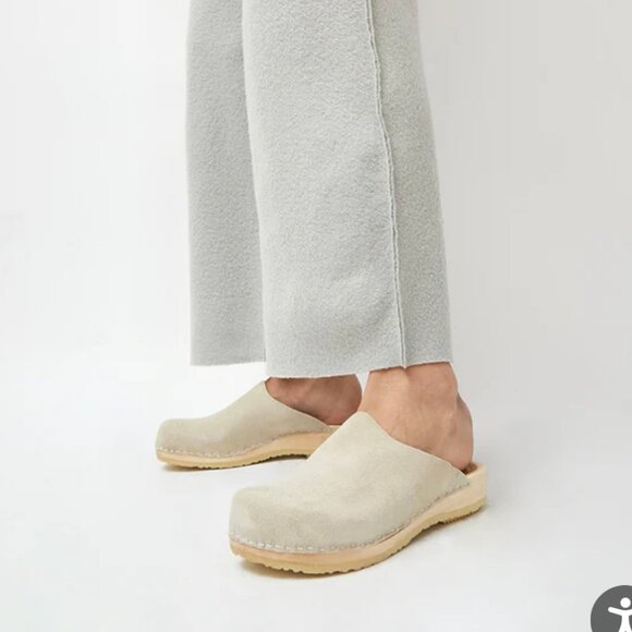 No. 6 Contour Suede Clog on Flat Base in Chalk White Suede - Picture 3 of 15